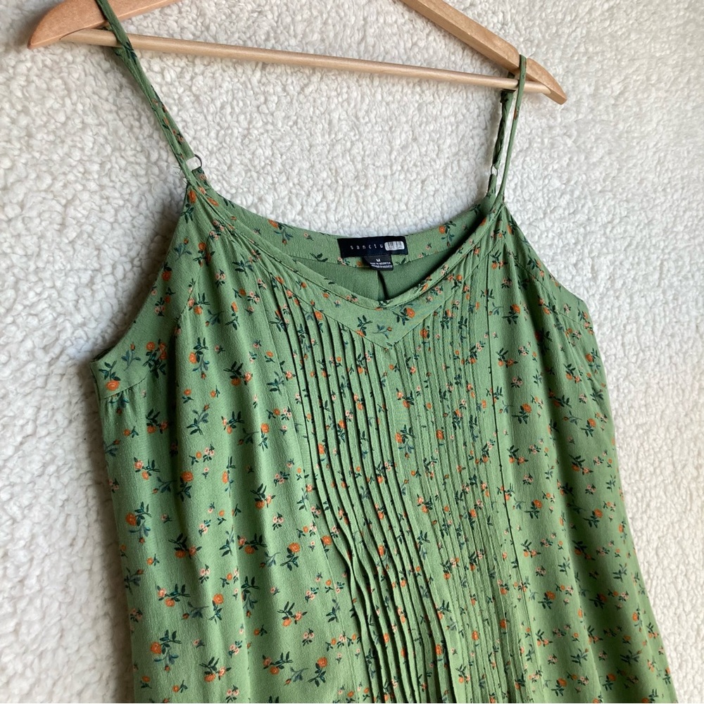 Sanctuary Women's Spring Ahead green floral spaghetti strap mini dress top, Sz M - Picture 5 of 17